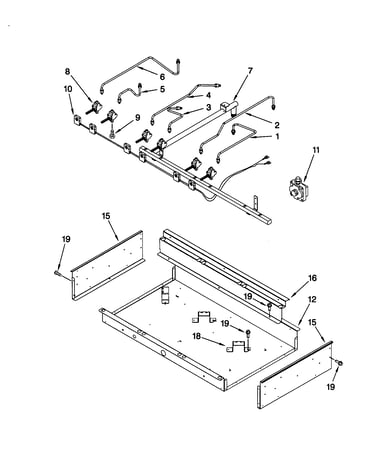 Burner box/gas valves/switches
