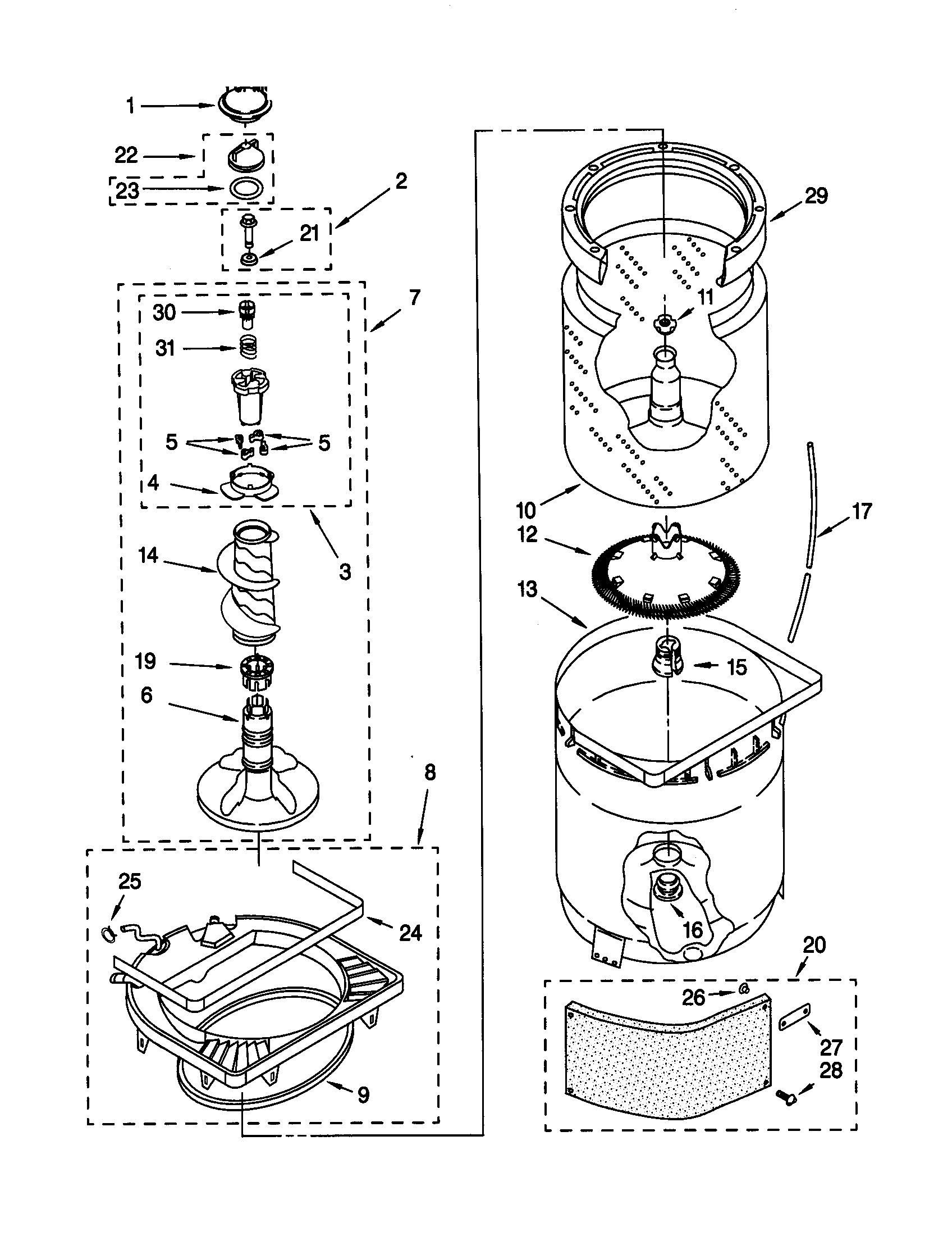 Agitator/basket/tub