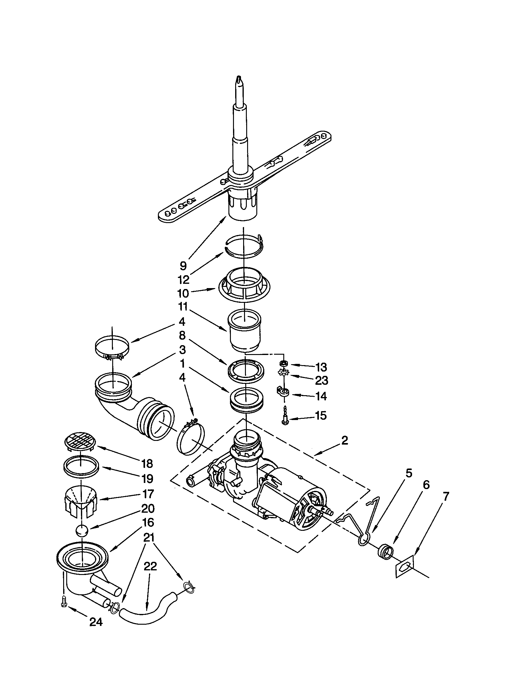Pump and spray arm