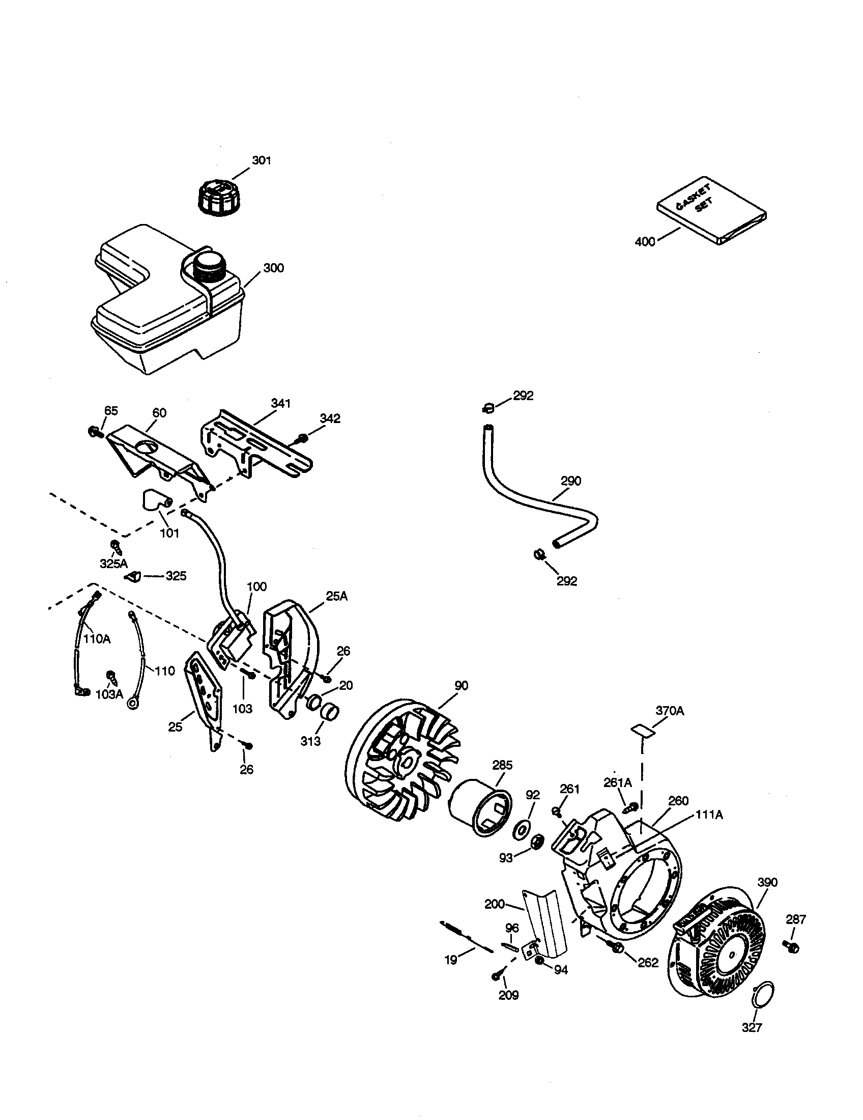 Fuel tank/fly wheel