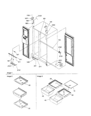 Lights, hinges and shelving