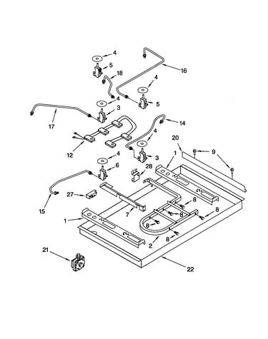 Burner box/gas valves/switches