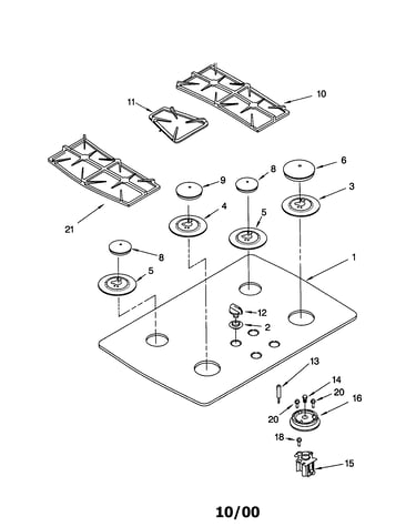 Cooktop/burner and grate