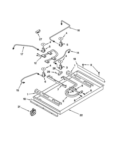 Burner box/gas valves/switches