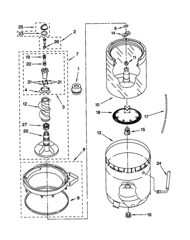 Agitator,basket and tub