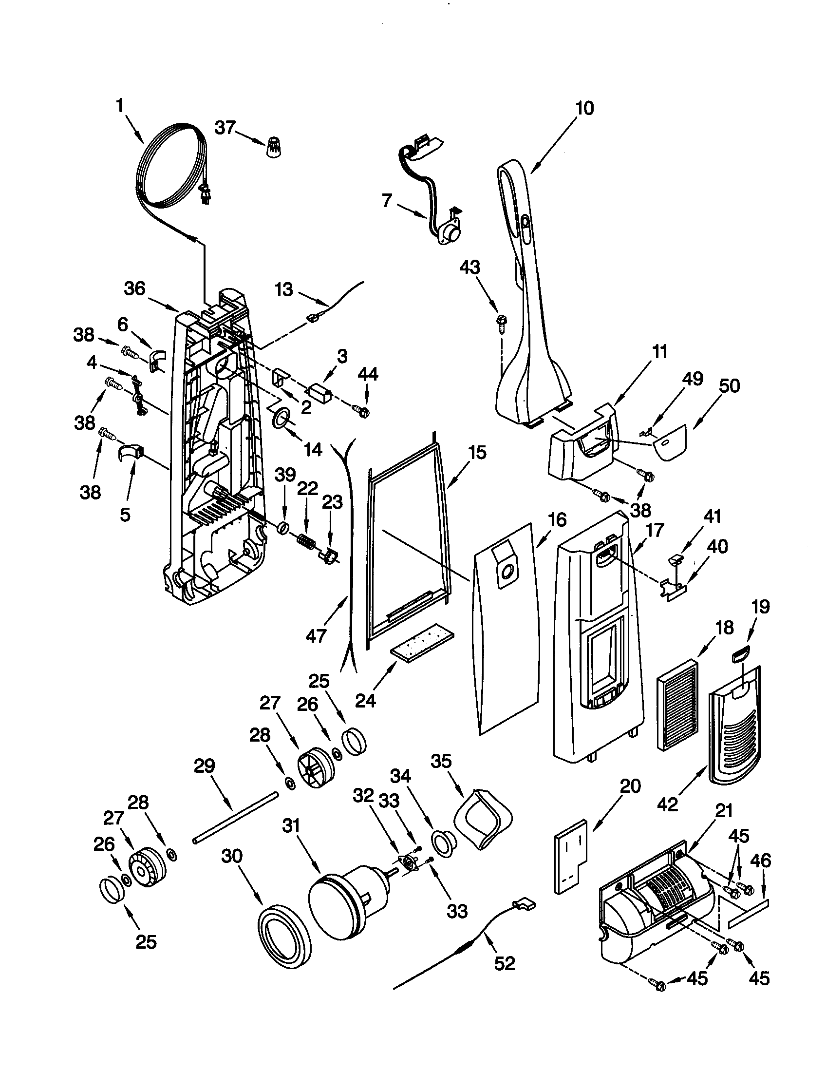 Dust compartment and motor