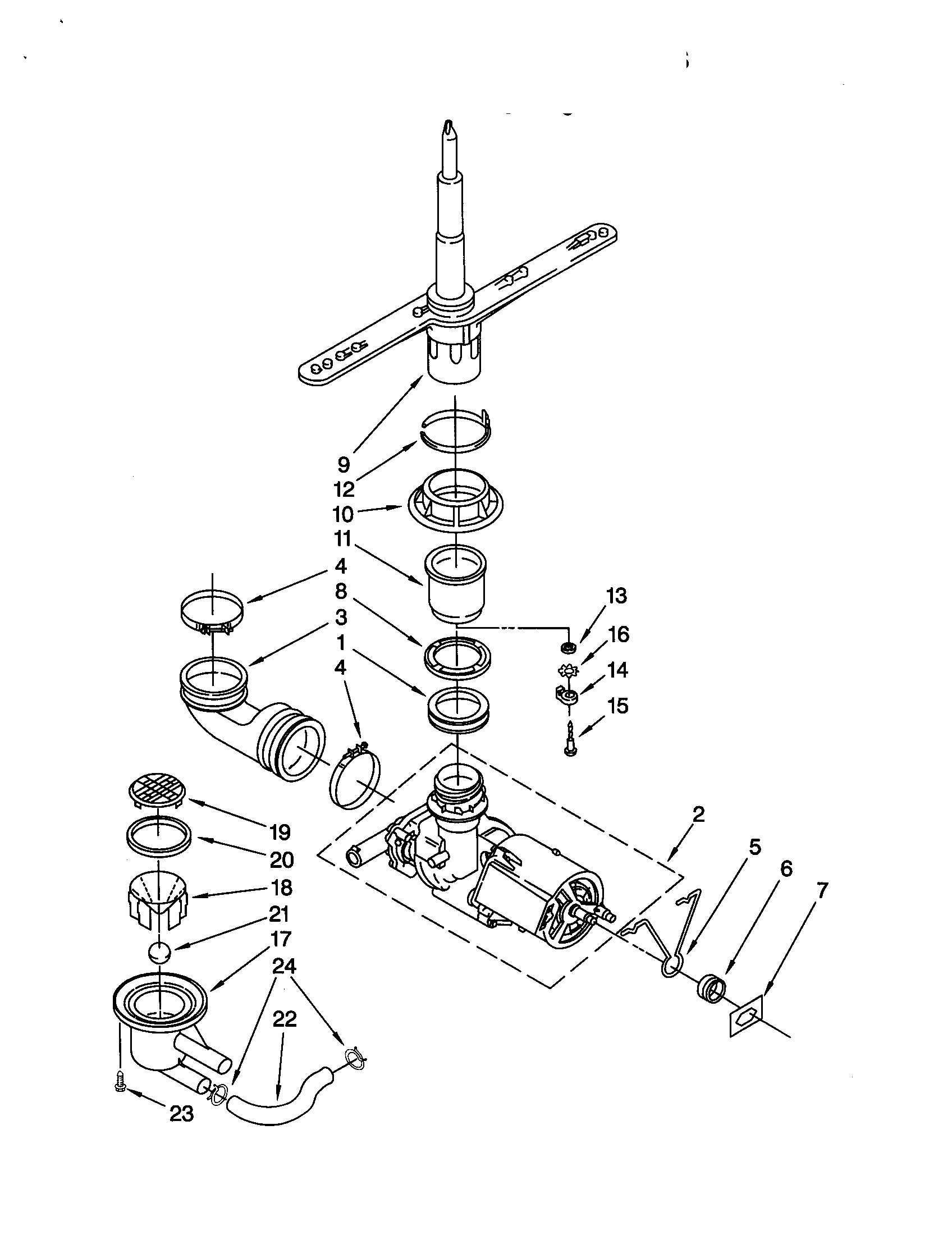 Pump and spray arm