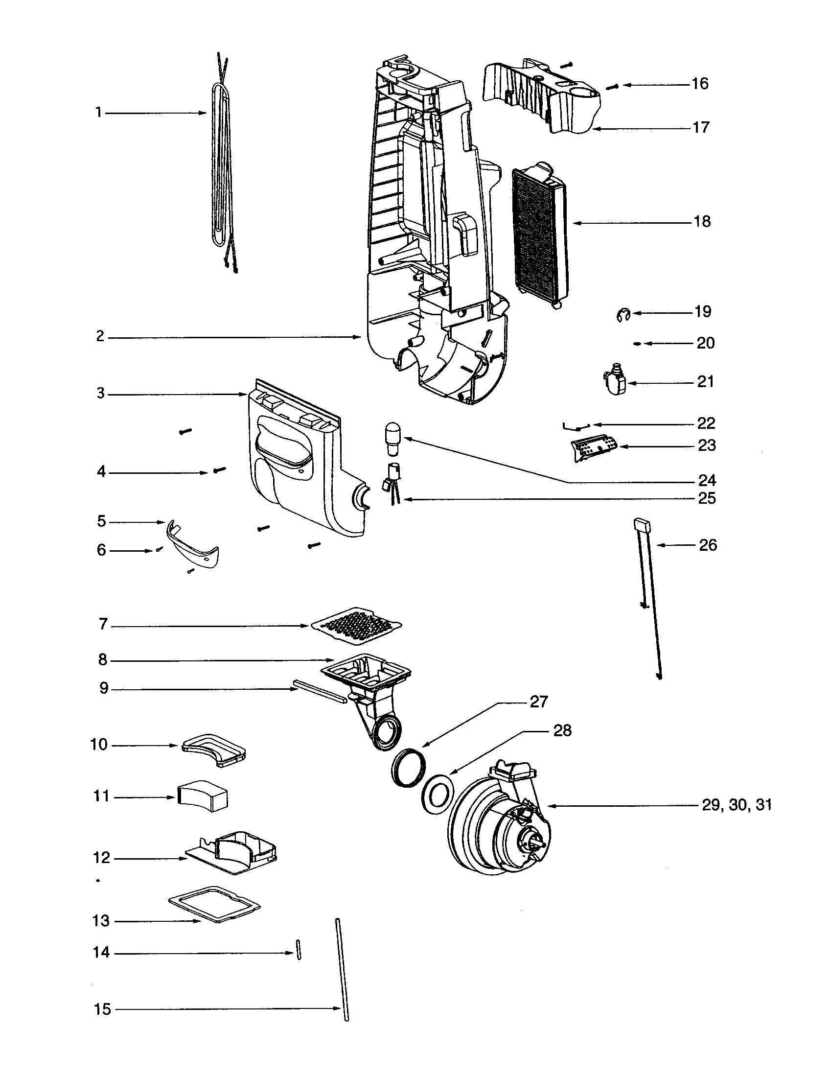 Rear-motor housing/motor