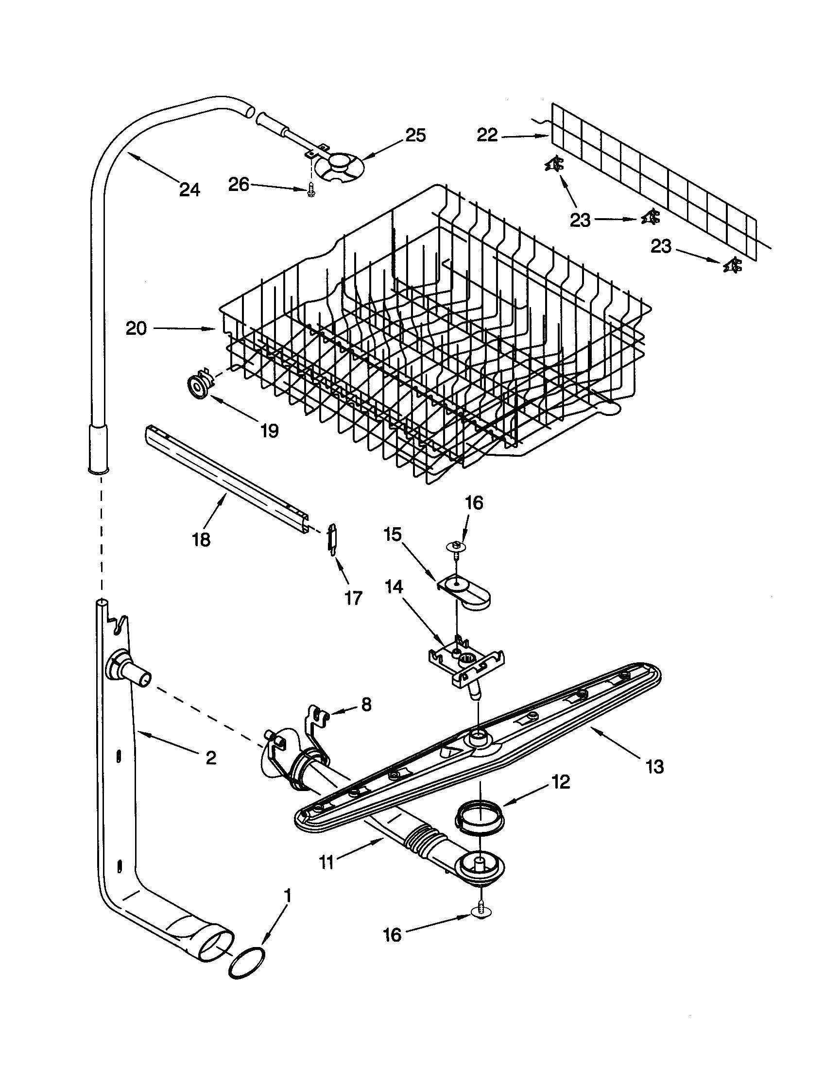 UPPER DISHRACK AND WATER FEED