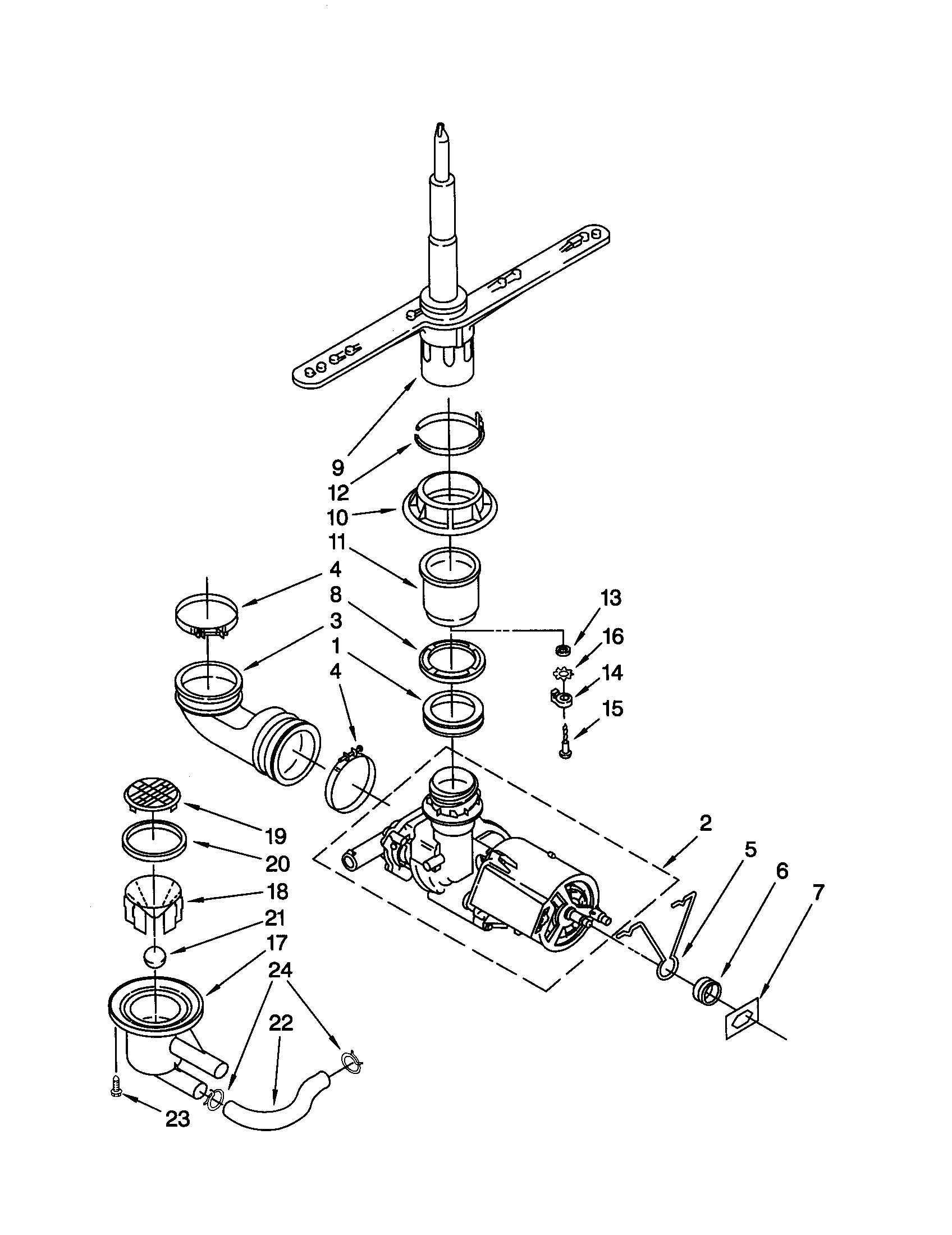 Pump and spray arm