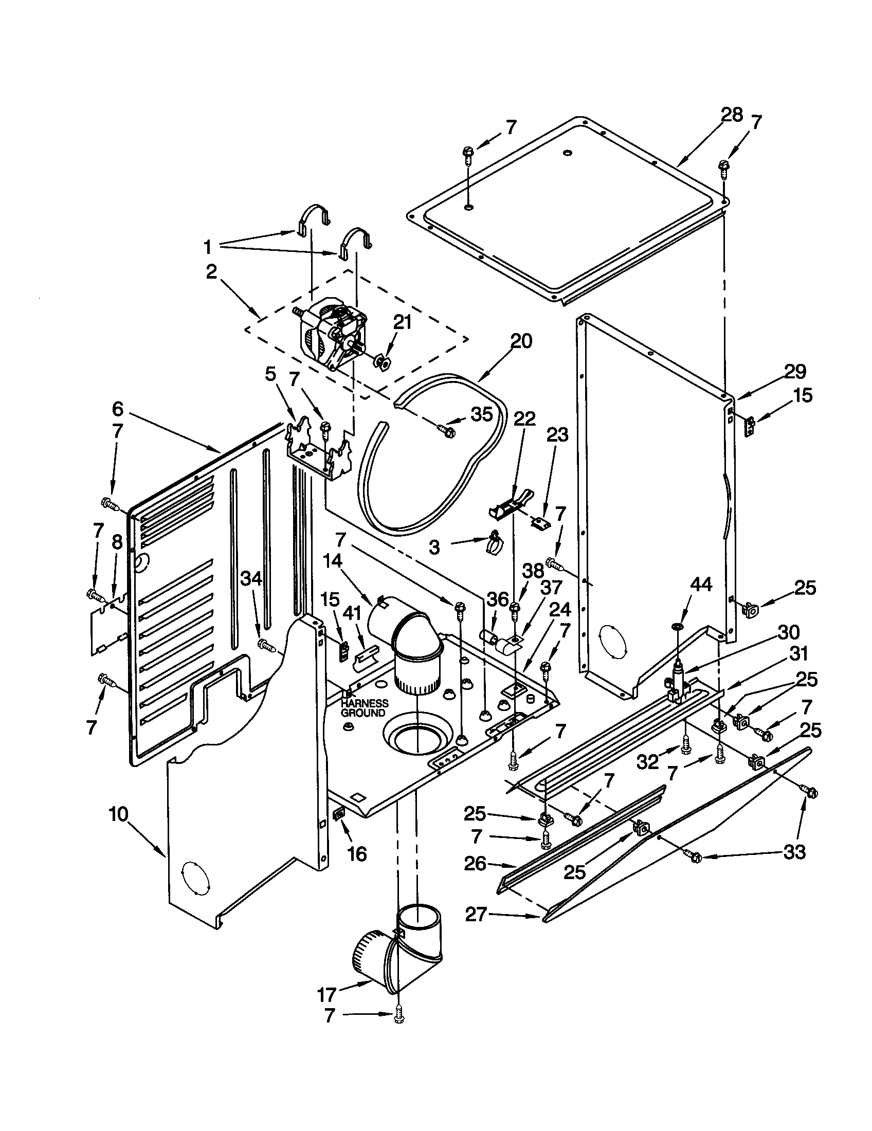 Dryer cabinet and motor