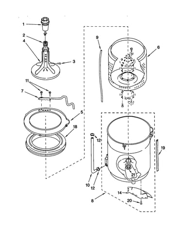 Agitator,basket, and tub
