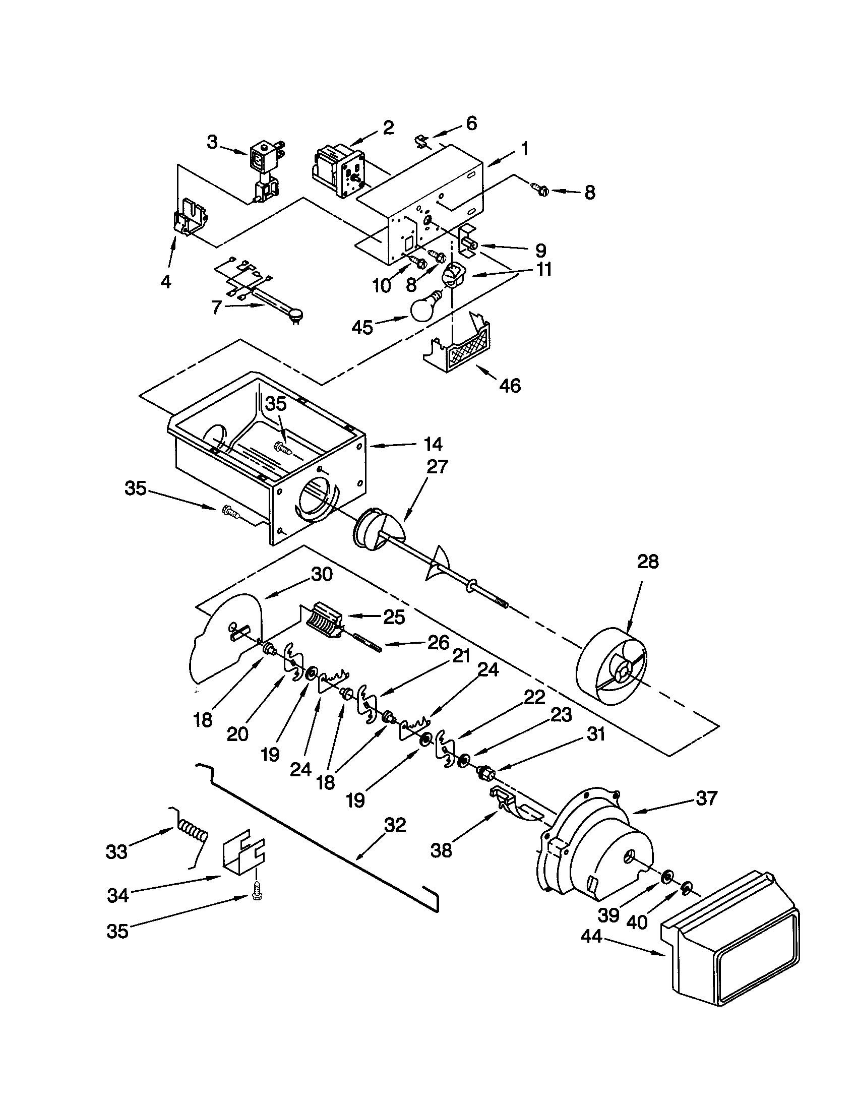 MOTOR AND ICE CONTAINER