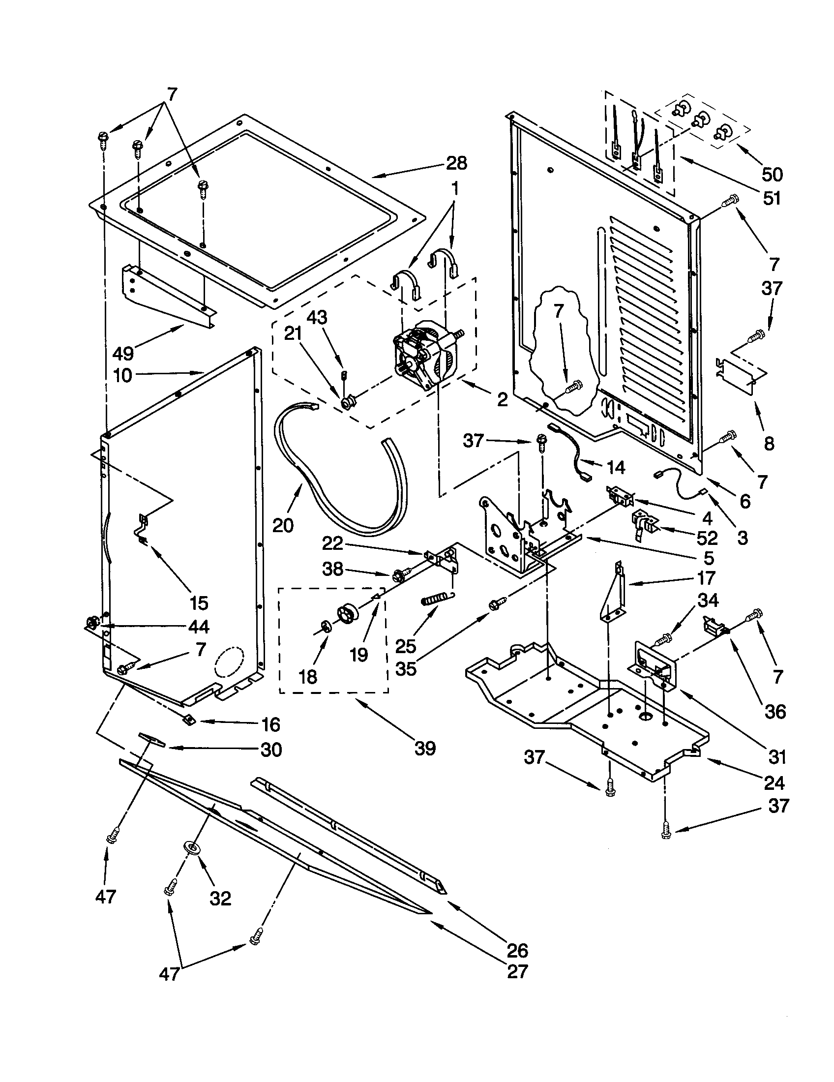 Dryer cabinet and motor