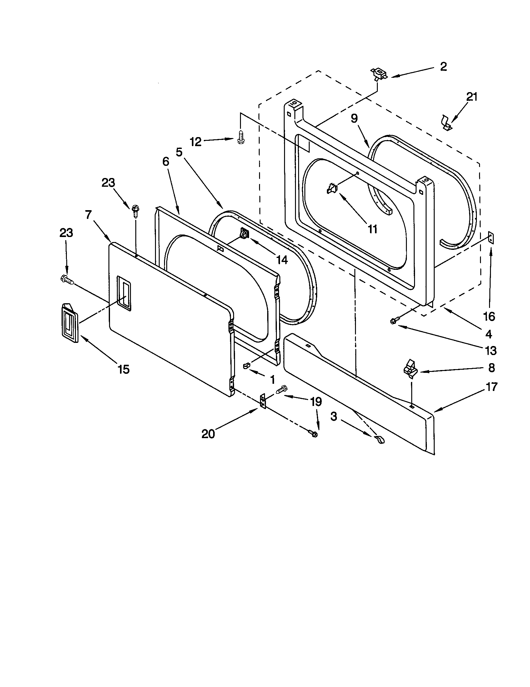 DRYER FRONT PANEL AND DOOR