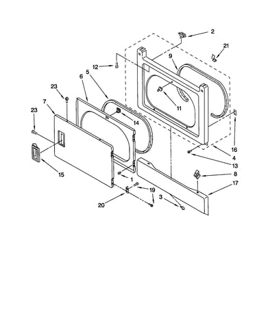 Dryer front panel and door