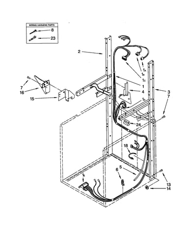 Dryer support / washer harness