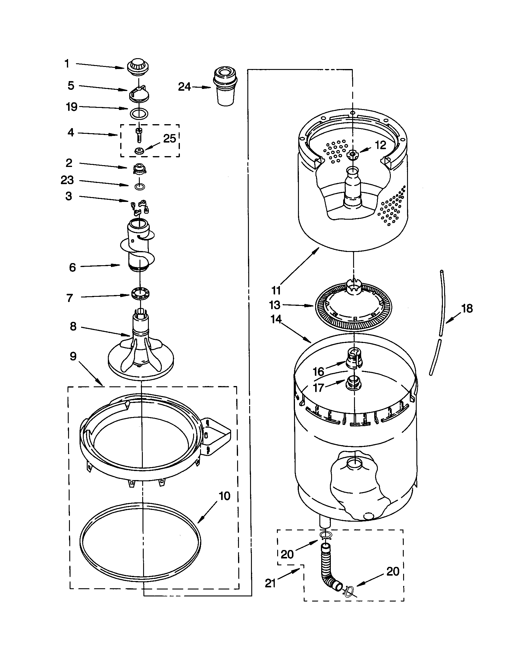 AGITATOR,BASKET, AND TUB