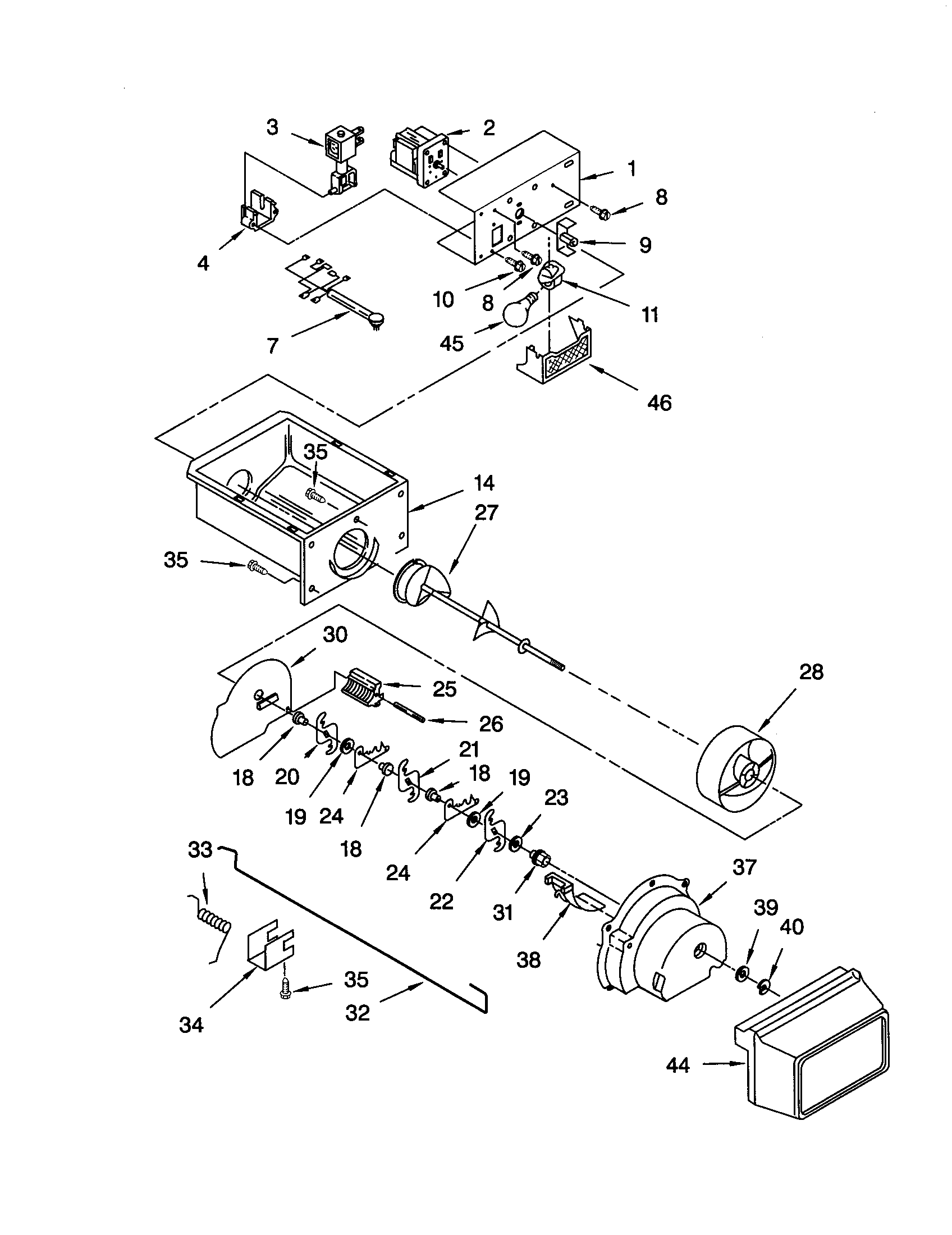 Motor and ice container