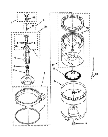 Agitator, basket and tub