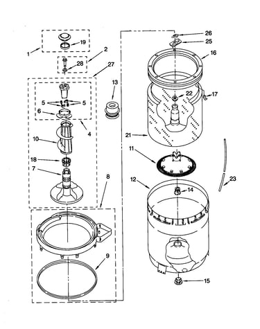 Agitator, basket and tub