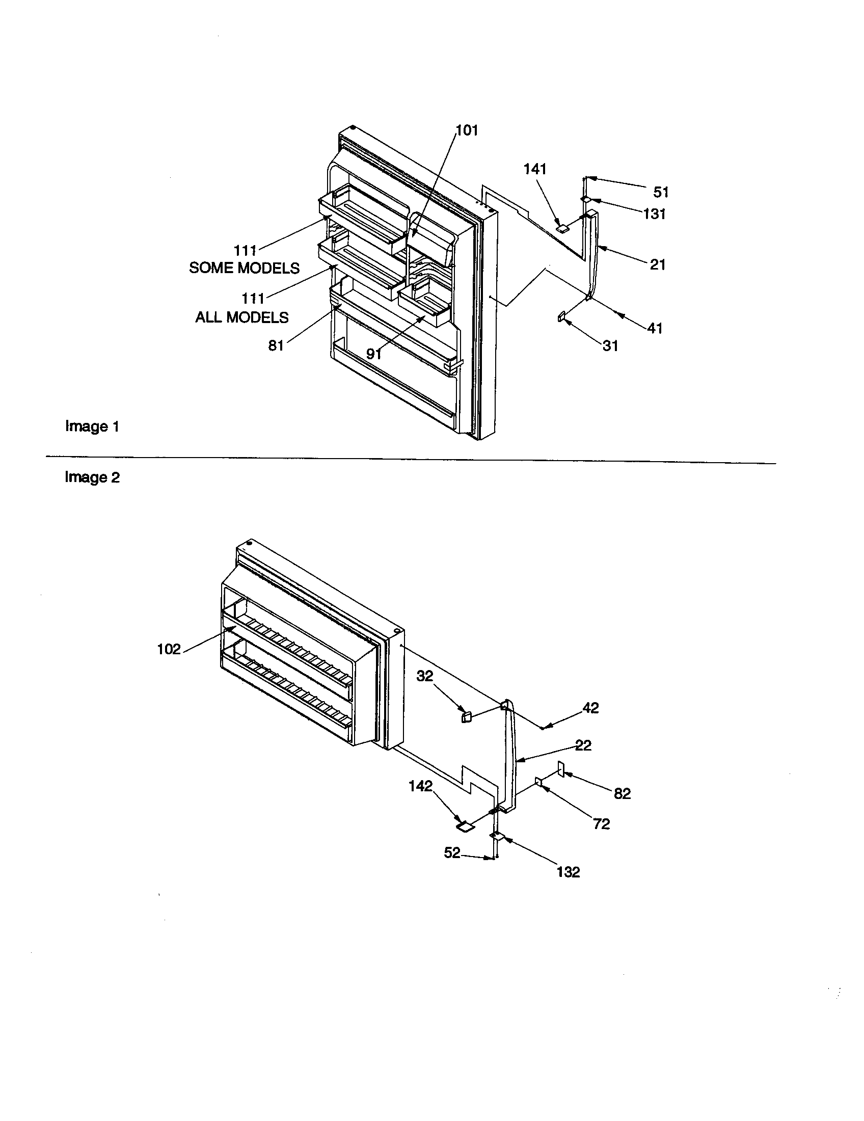 Door handles and door shelves