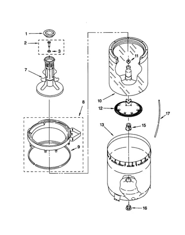 Agitator, basket and tub