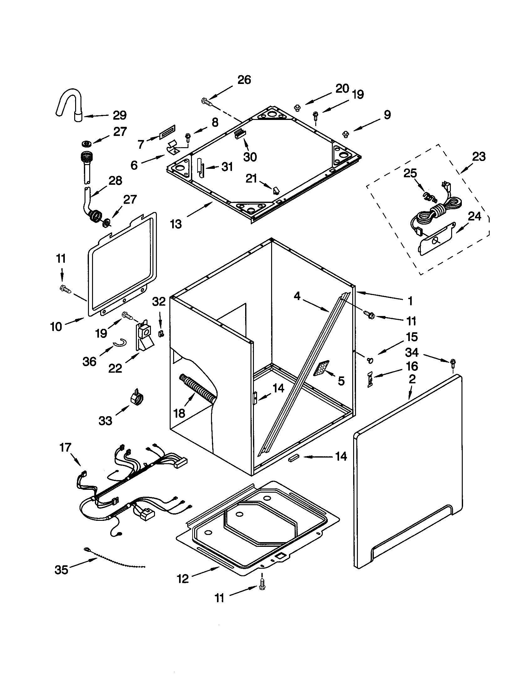 Cabinet and frame