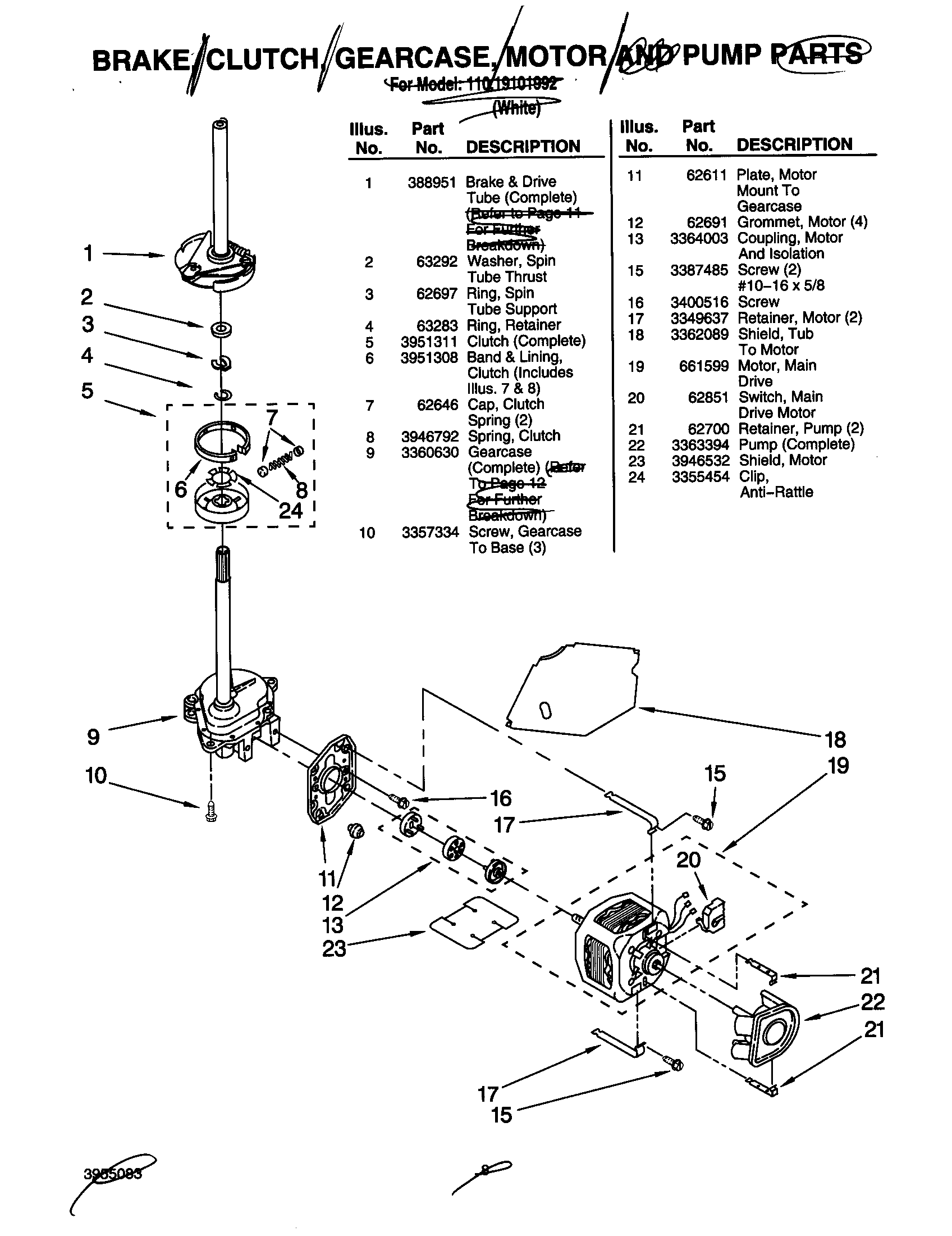 Brake/clutch/gearcase/motor/pump