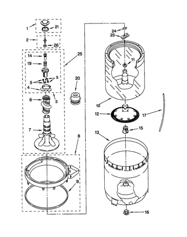 Agitator, basket and tub