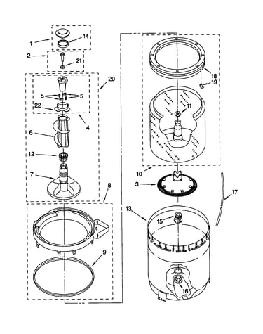 Agitator, basket and tub