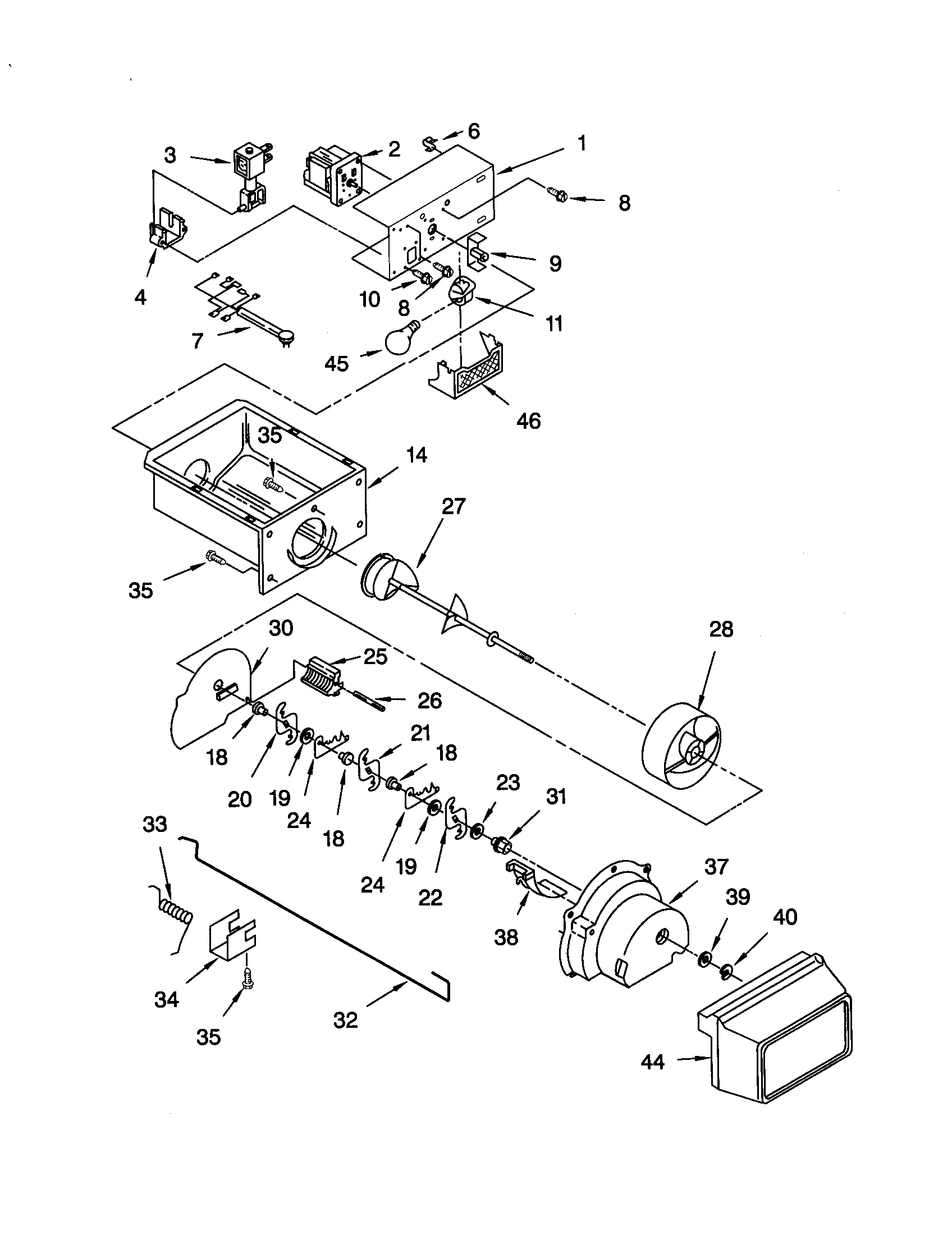 MOTOR AND ICE CONTAINER