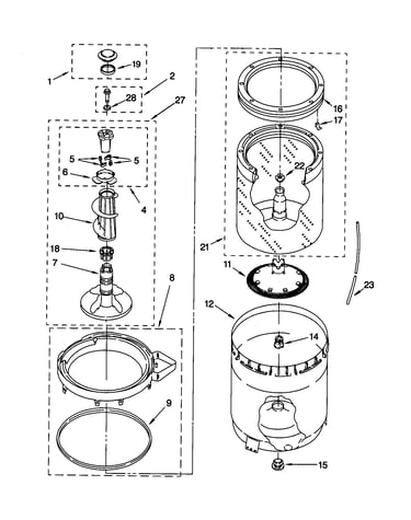 Agitator, basket, and tub