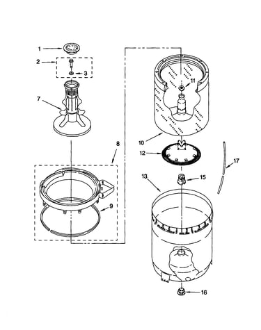 Agitator, basket and tub