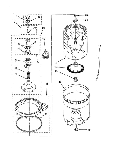 Agitator, basket and tub