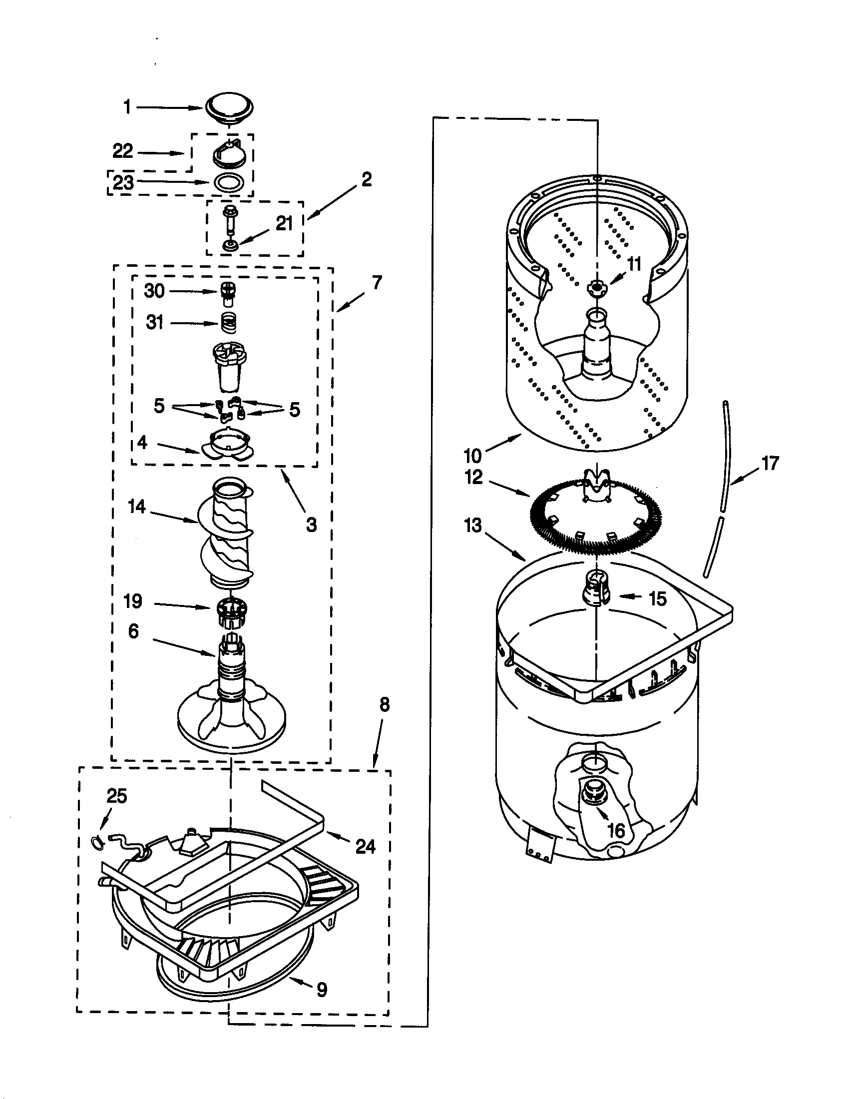 Agitator/basket/tub