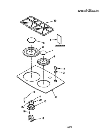 Cooktop, burner and grate