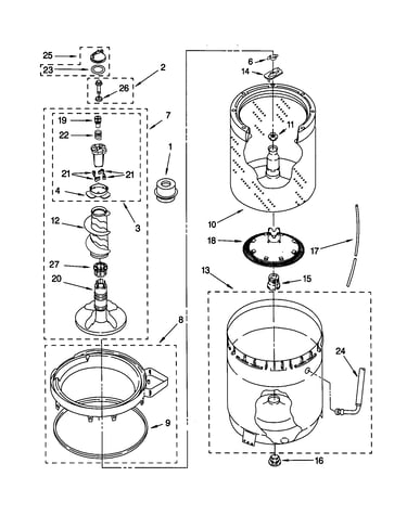 Agitator, basket and tub