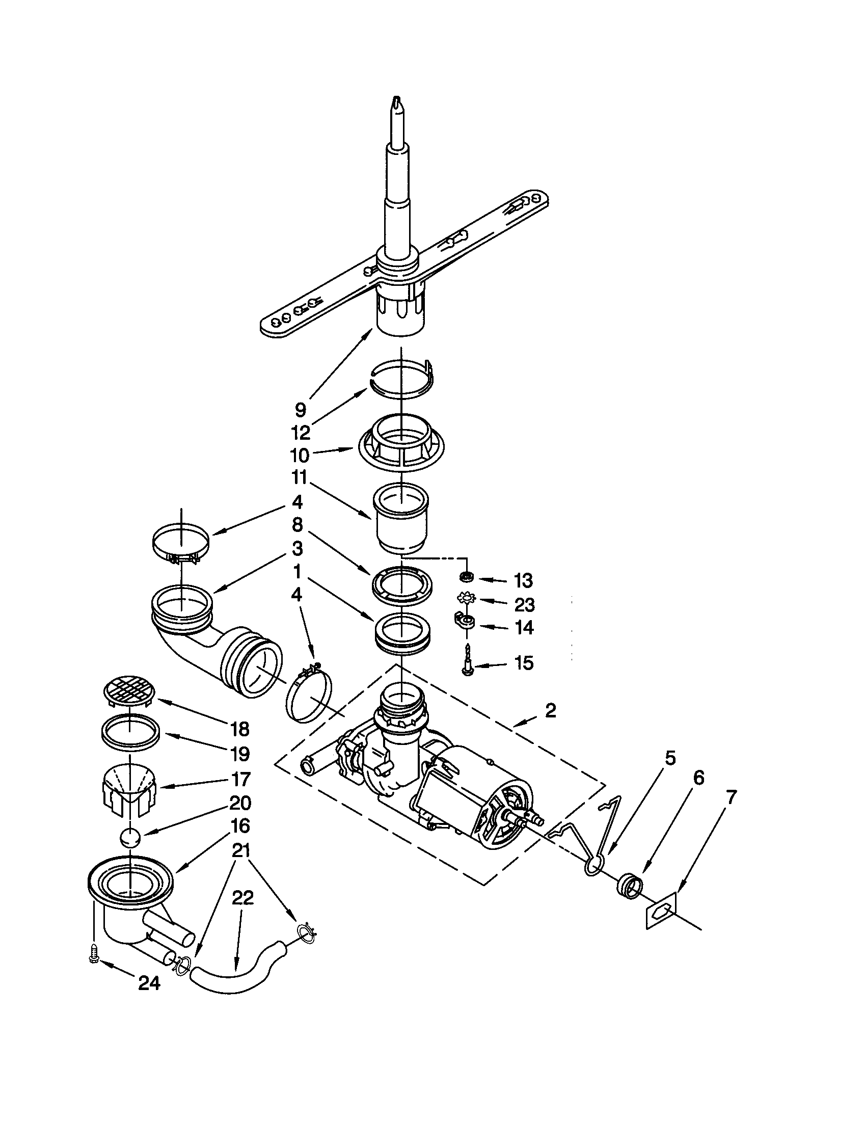 Pump and spray arm