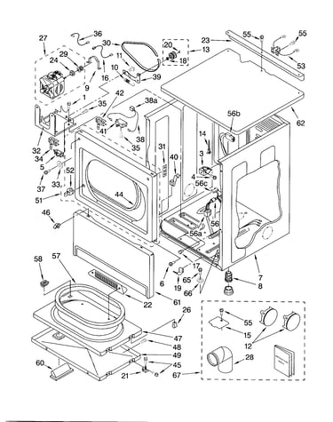 Upper cabinet and front panel