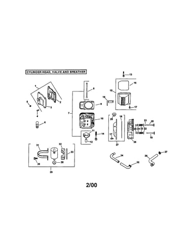 Cylinder head, valve and breather