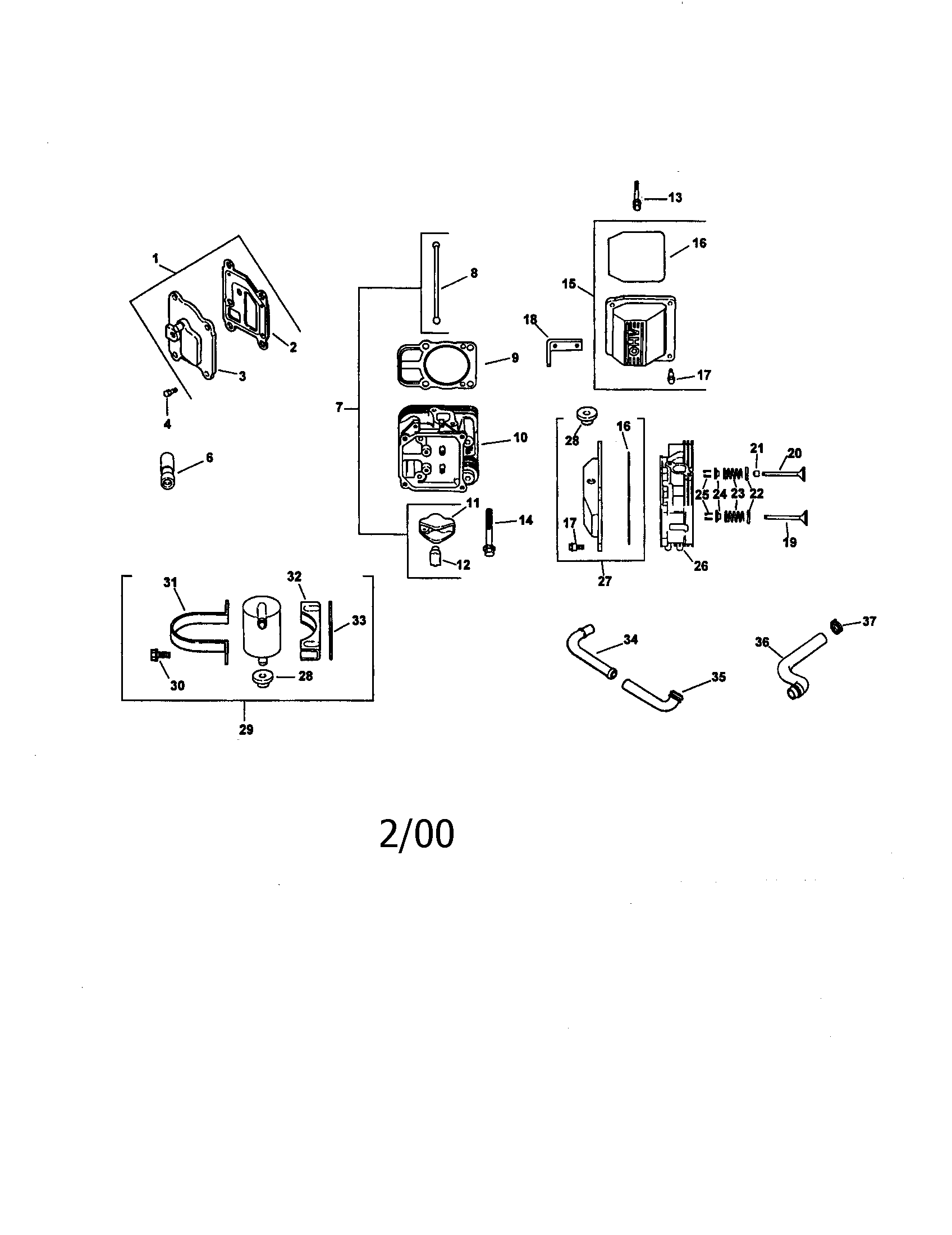 Cylinder head, valve and breather