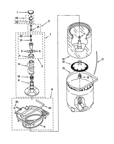 Agitator, basket and tub