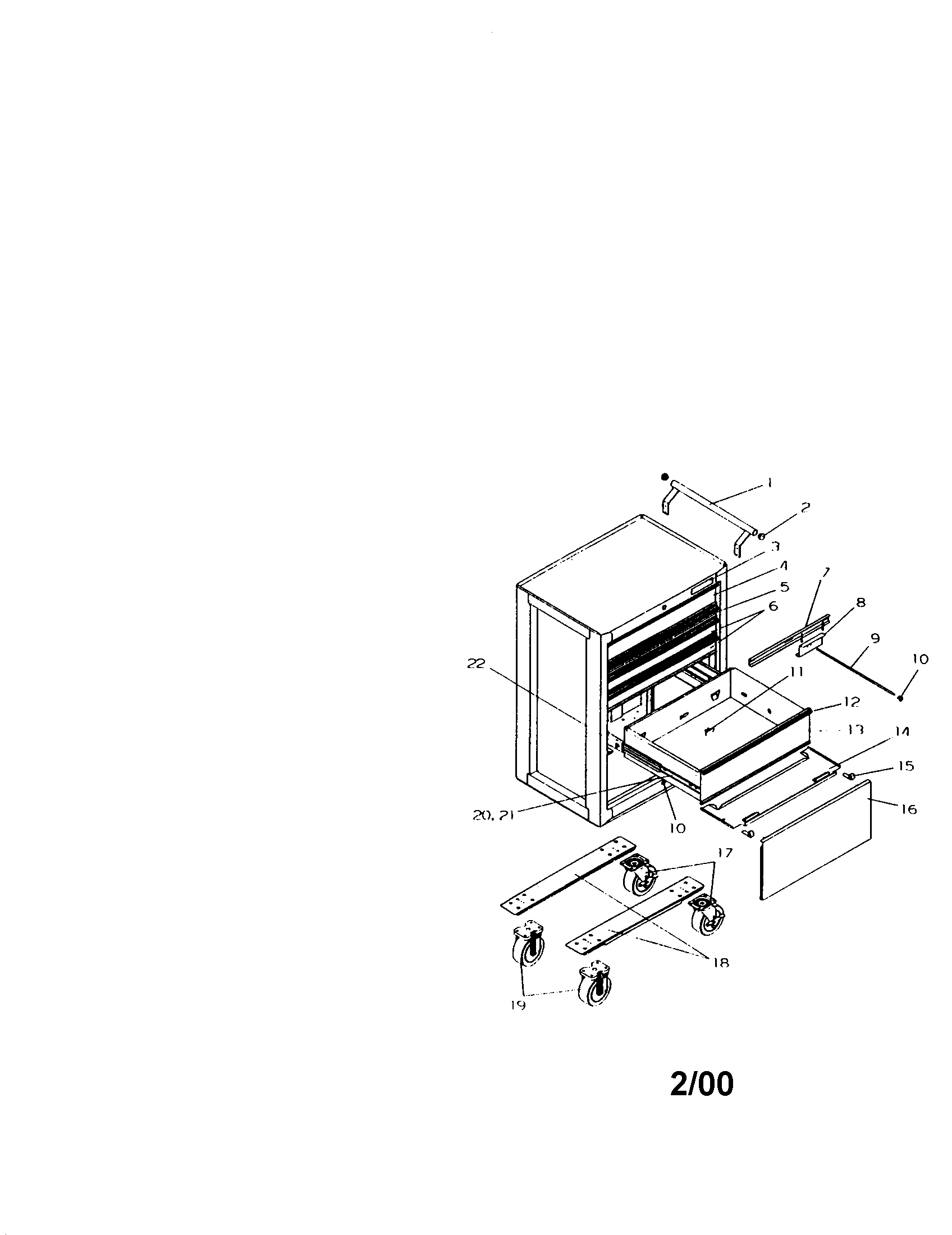 5 drawer ball bearing roll-away