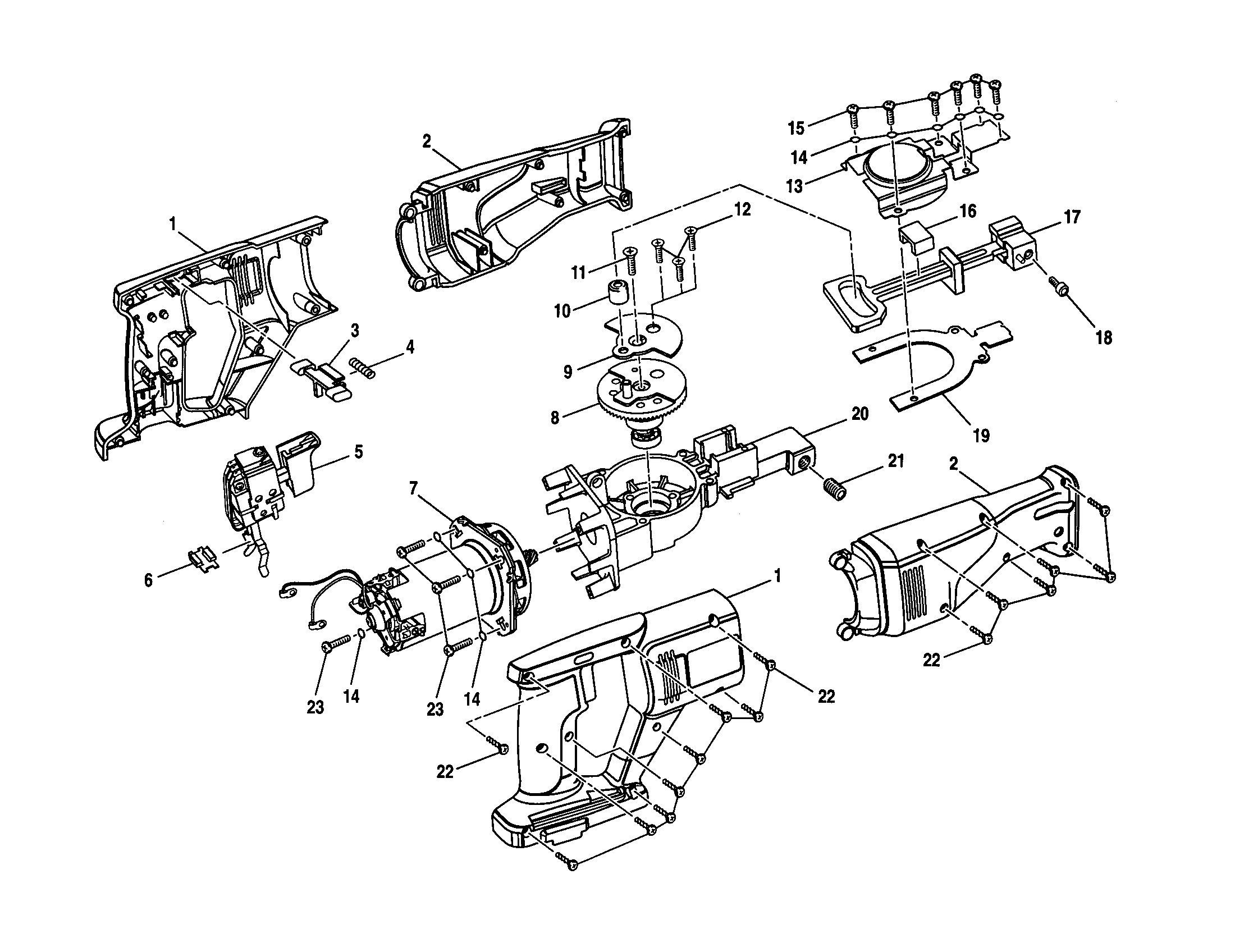 Rear-front housing assembly