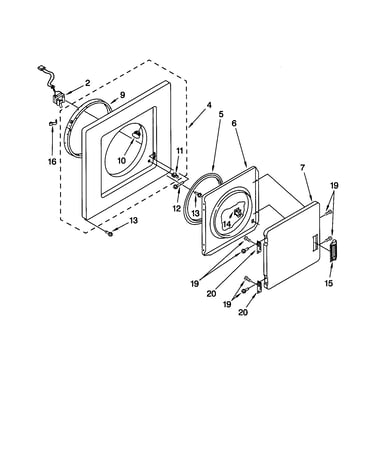 Dryer front panel and door