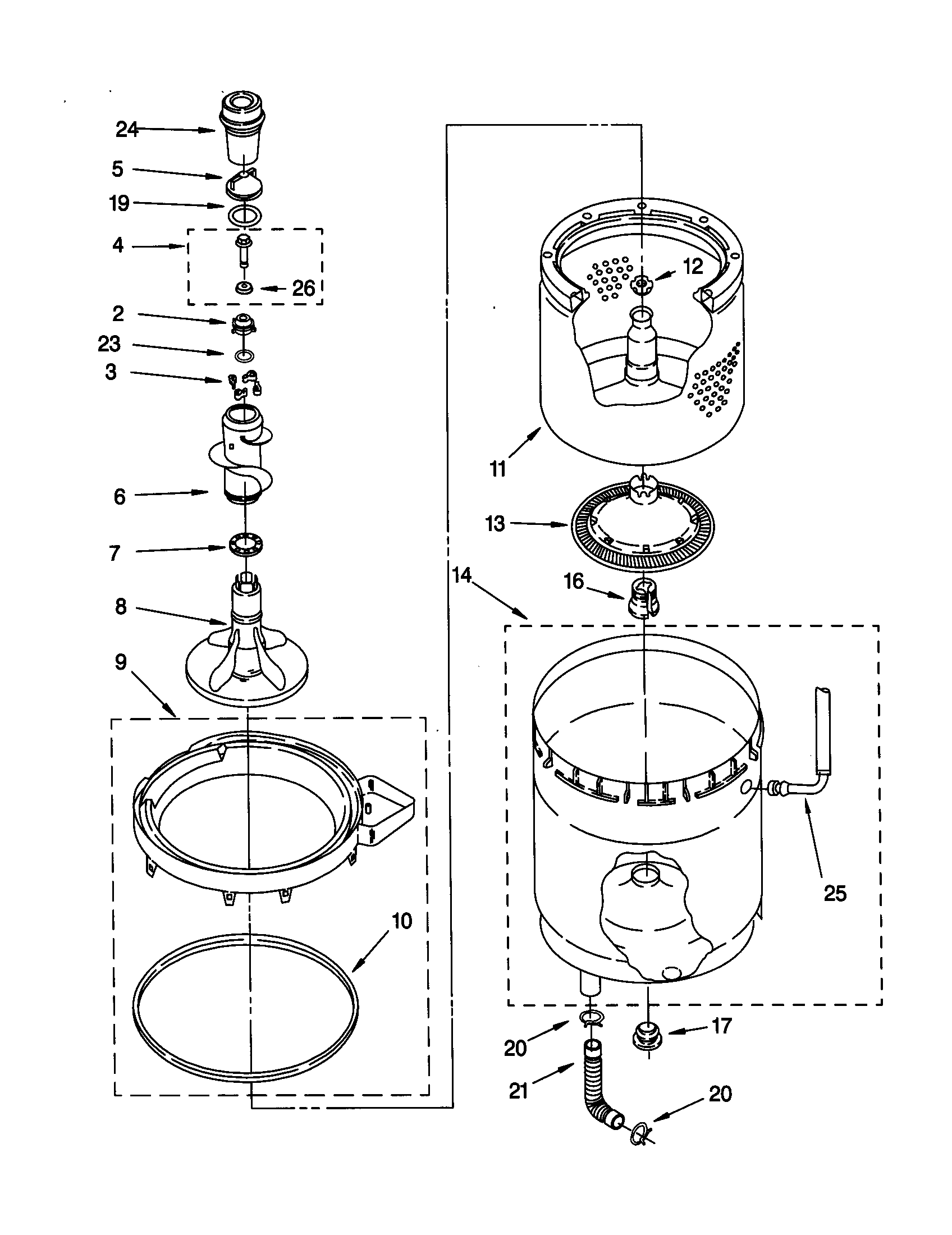 AGITATOR/BASKET/TUB