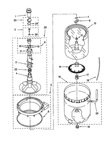 Agitator, basket and tub