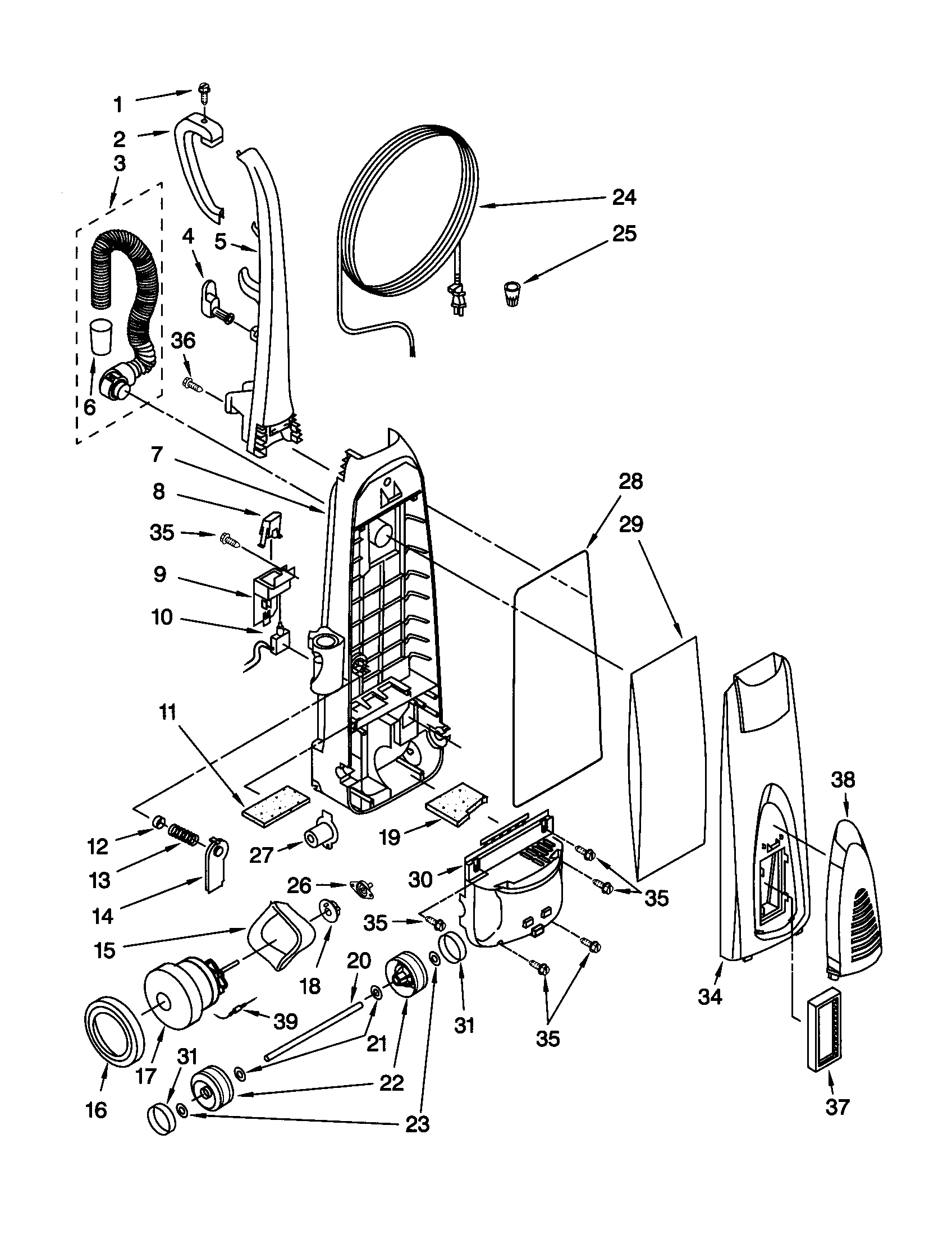 Dust compartment and motor