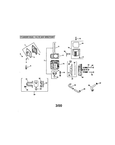 Cylinder head, valve and breather